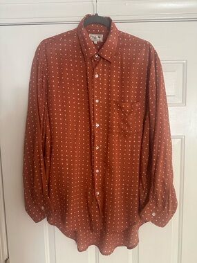 Womens's Rust Polka Dot Button-Up Shirt